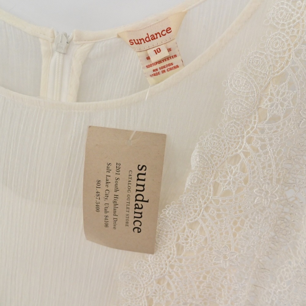 Sundance Boho Lace Maxi Dress Womens Size 10 White Cottagecore Romantic Hippie - Picture 8 of 9